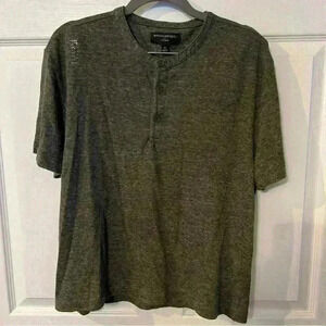 Banana Republic Womens Linen Blend Short Sleeved Short, Olive Green Size Medium